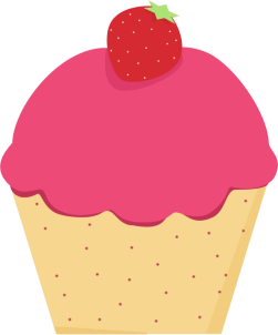 Strawberry Cupcake - Clipart Cupcakes