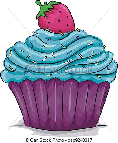 ... Strawberry Cupcake - Illustration of a Cupcake with a.