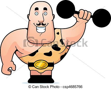 ... Strongman Dumbbell - A happy cartoon strongman lifting a.