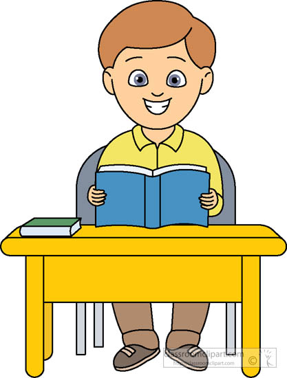 Student Sitting At Desk With  - Student At Desk Clipart