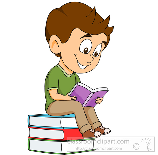 student-sitting-on-stack-book - Clipart Student