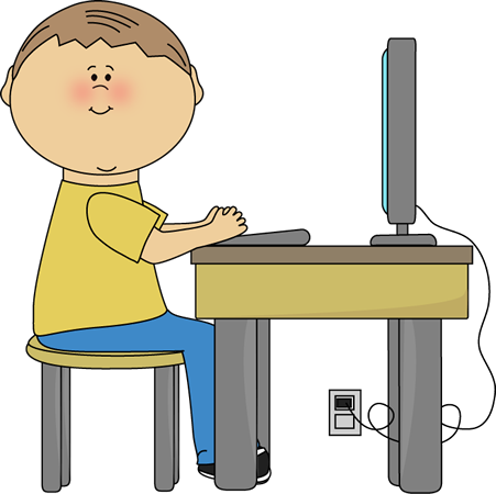 Student Using Computer Clip Art Image Boy Student Sitting At A Table