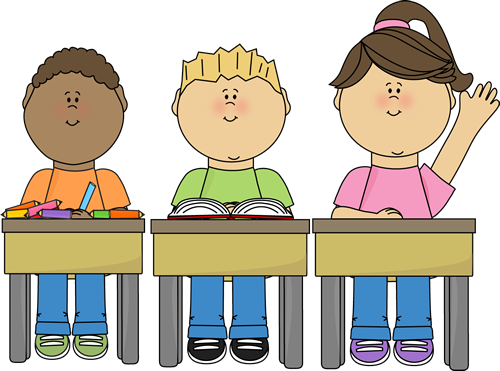 Students At School Clip Art Image Students Sitting At Their Desks In