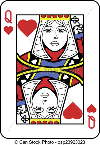 Stylized Queen of Hearts with strong outline