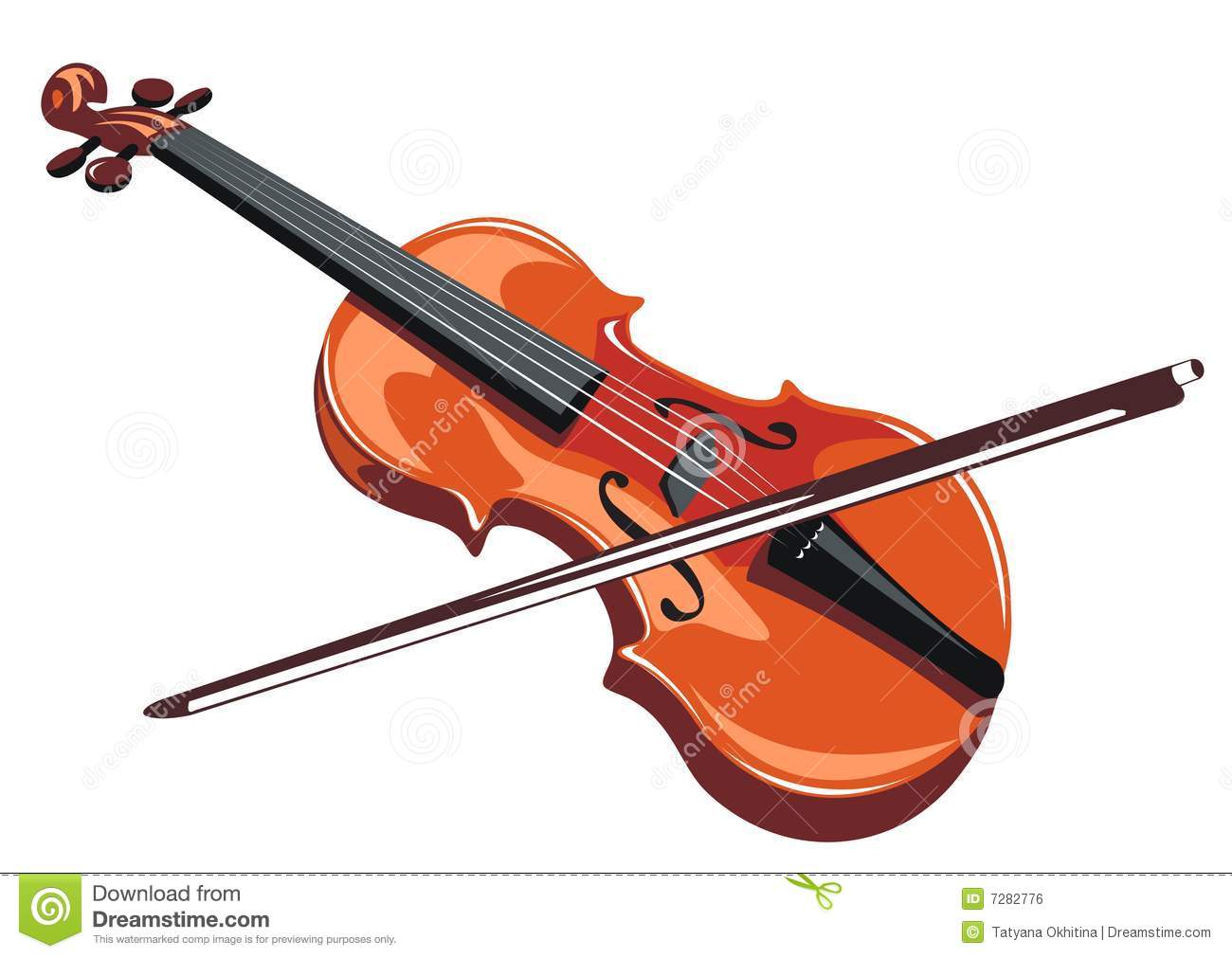 Stylized Violin And Bow Isolated On A White Background