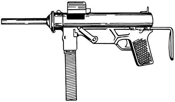 machine-gun. Uzi-silhouette