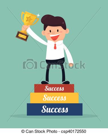 Businessman going up to succe - Success Clipart