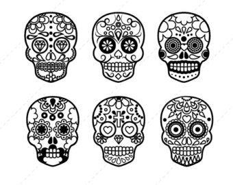 Sugar Skull Clip art, Halloween Digital clipart, Scrapbook Supplies, Mexican, Day of the Dead - Commercial u0026amp; Personal - Instant Download