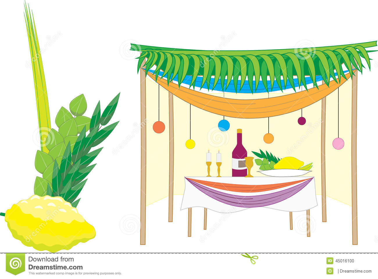 Sukkah and the four species Stock Photo