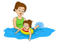 Summer Sports Kid With Airtub - Kids Swimming Clipart
