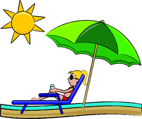 Summer Vacation Clipart Image Stick Girl In A Lounger At The Beach