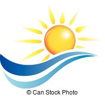 ... sun and water waves, vector design elements