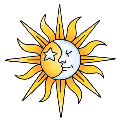 Yellow Sun And Moon Clipart