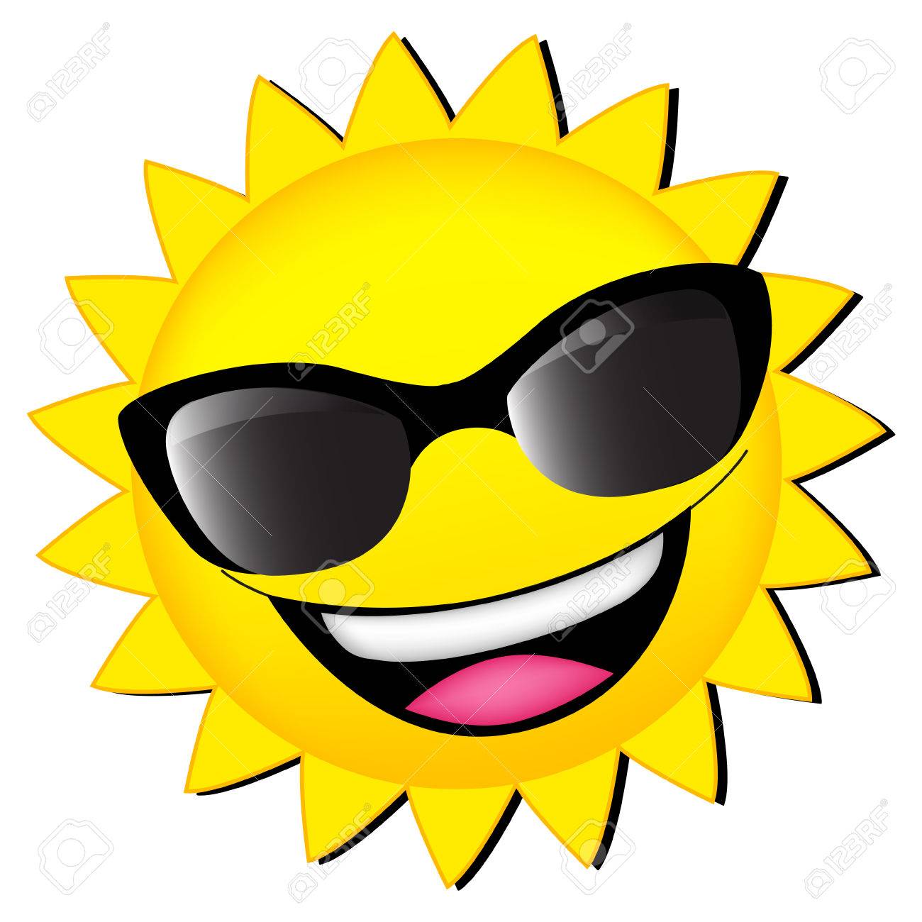 happy sun wearing sunglasses clipart isolated on white Stock Vector -  62745861