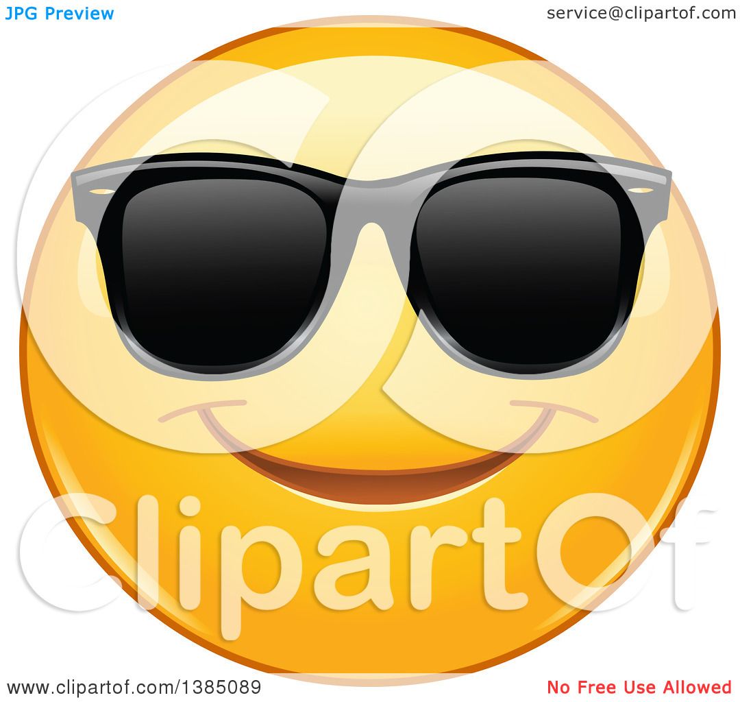 Clipart of a Yellow Emoji Smiley Face Emoticon Wearing Sunglasses - Royalty  Free Vector Illustration by yayayoyo