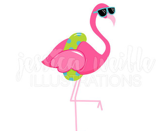 Sunglasses Flamingo Cute Digital Clipart, Cute Flamingo Clip art, Tropical Summer Graphics, Flamingo in a Floatie Illustration, #381