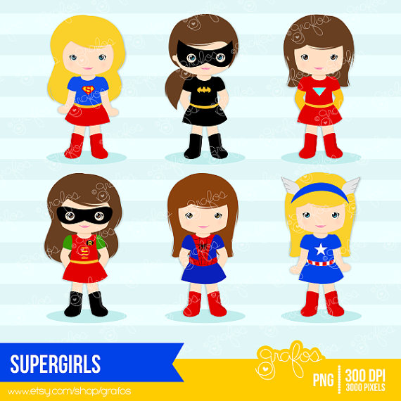 SUPERGIRLS Digital Clipart ,Superhero Clipart , Girls Superheroes Clipart / Instant Download | Super Heroes | Pinterest | Awesome, Clip art and Graphics