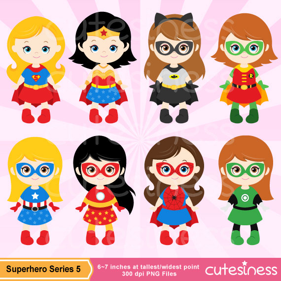 Superhero Girl Digital Clipart, Superhero Girl Clipart, Supergirl Clipart