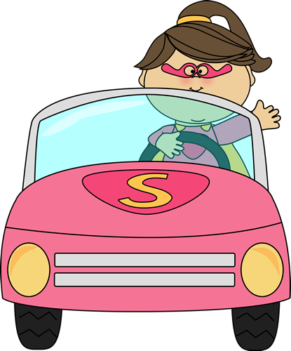 Superhero Girl Driving A Car  - Driving Clipart