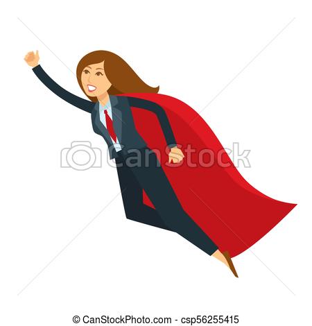 Superwoman Or Super Woman Office Manager Flying With Hand Up Vector Cartoon  Character Icon