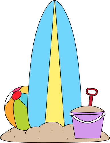 Surfboard and Beach Toys in t - Surf Board Clip Art