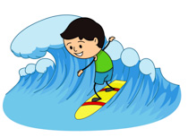 Surfer Riding Large Wave Clip - Surfer Clipart