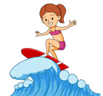 Surfer Riding Large Wave Clip - Surfer Clipart