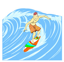 Surfer Riding Large Wave Clip - Surfing Clip Art