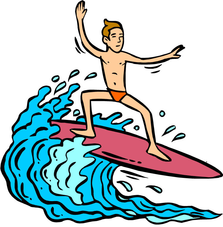 boy riding a wave on surf boa