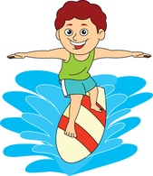 boy riding a wave on surf board clipart. Size: 97 Kb