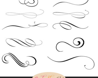 Swashes, Swirls, Calligraphy Swashes, Clip Art, Digital Clip Art, Vector, PNG, Commercial Use, Wedding Clip Art, Decorative