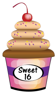 Sweet 16 Clip Art. Sweet 16 Birthday Cupcake