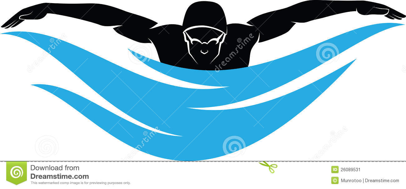 Swim Clip Art. Male Swimmer Butterfly Stroke Stock Image