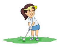 swing golf club hitting ball. - Clipart Golf