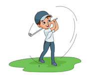 swing golf club hitting ball. - Golfer Clip Art