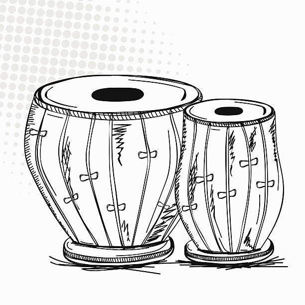 Indian musical instrument tabla. vector art illustration
