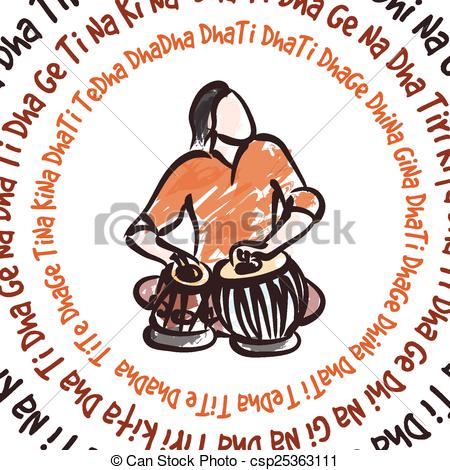 Indian musician playing tabla - csp25363111