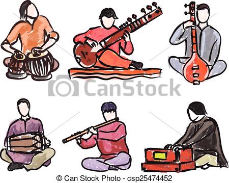 Vector set of indian musician playing traditional musical. ClipartLook.com clipart vector  - Search Illustration, Drawings and EPS Graphics Images - csp25474452