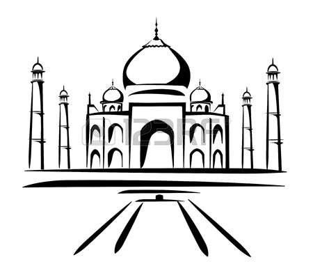 taj mahal: taj mahal vector illustration, symbol in black lines