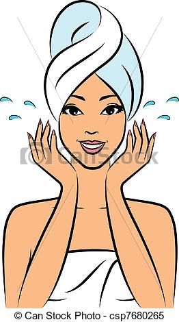 Taking a Shower Clip Art | women in a towel after a shower Vector csp7680265 -
