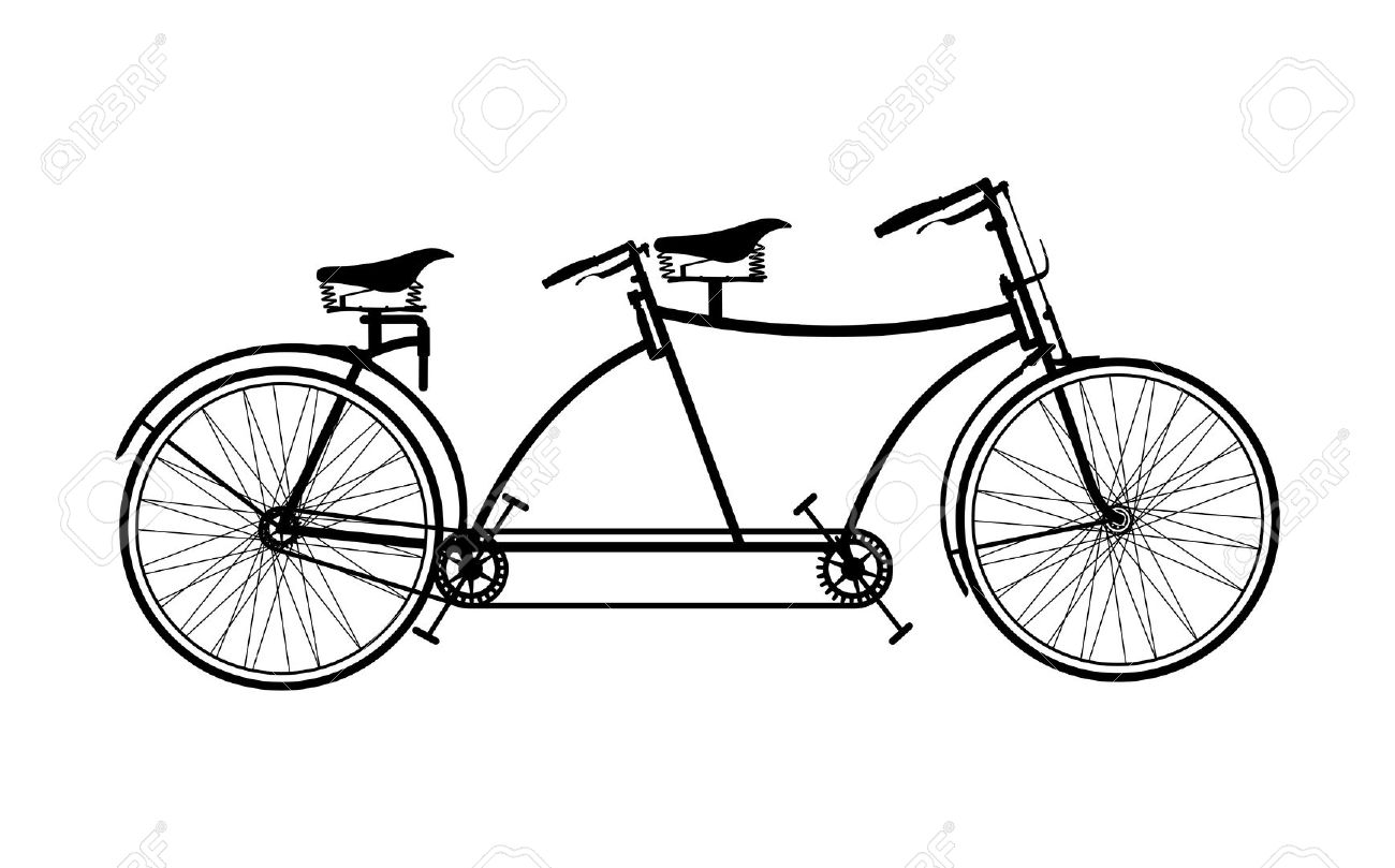 tandem: Retro tandem bicycle - Tandem Bike Clipart