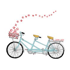 tandem bicycle with red heart