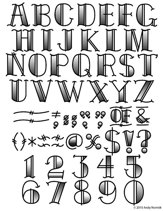 Tattoo Clip Art Clipart Fonts Vector Lettering Clip Art Set - Personal or Commercial Use Royalty
