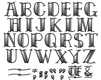 Tattoo Clip Art Clipart Fonts Vector Lettering Clip Art Set - Personal or Commercial Use Royalty Free