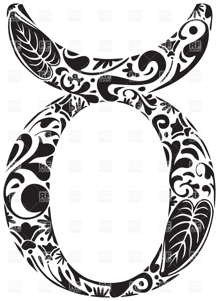 Ornamental zodiac sign - Taurus Royalty Free Vector Clip Art