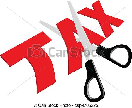 Scissors cut unfair too high Taxes - csp9706225