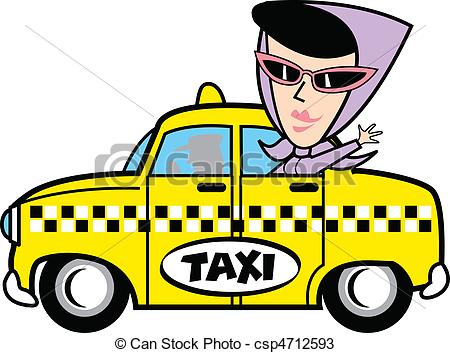 A young woman inside a taxi c