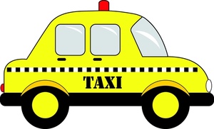 Taxi Clipart Image: Yellow taxi cab in the city