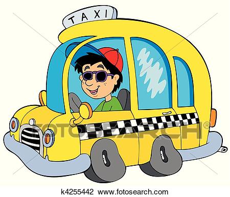Cartoon taxi driver - vector illustration.