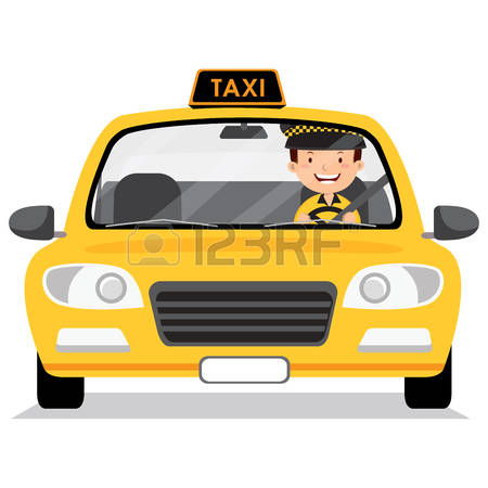 Yellow taxi car and taxi driver